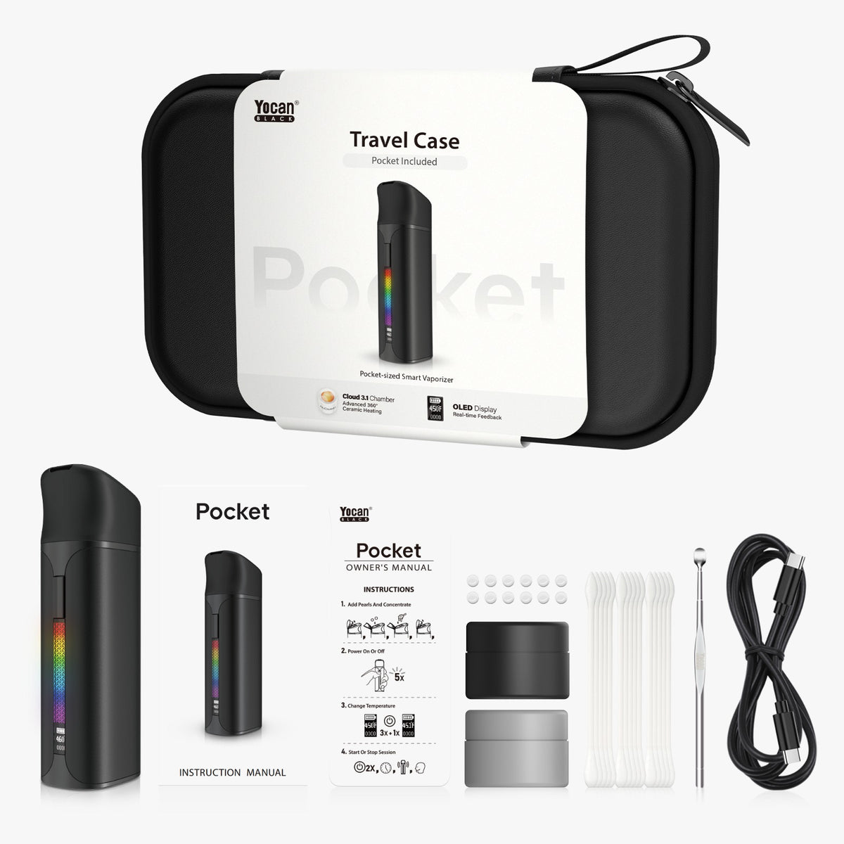 Yocan Black Pocket – Full Travel Kit